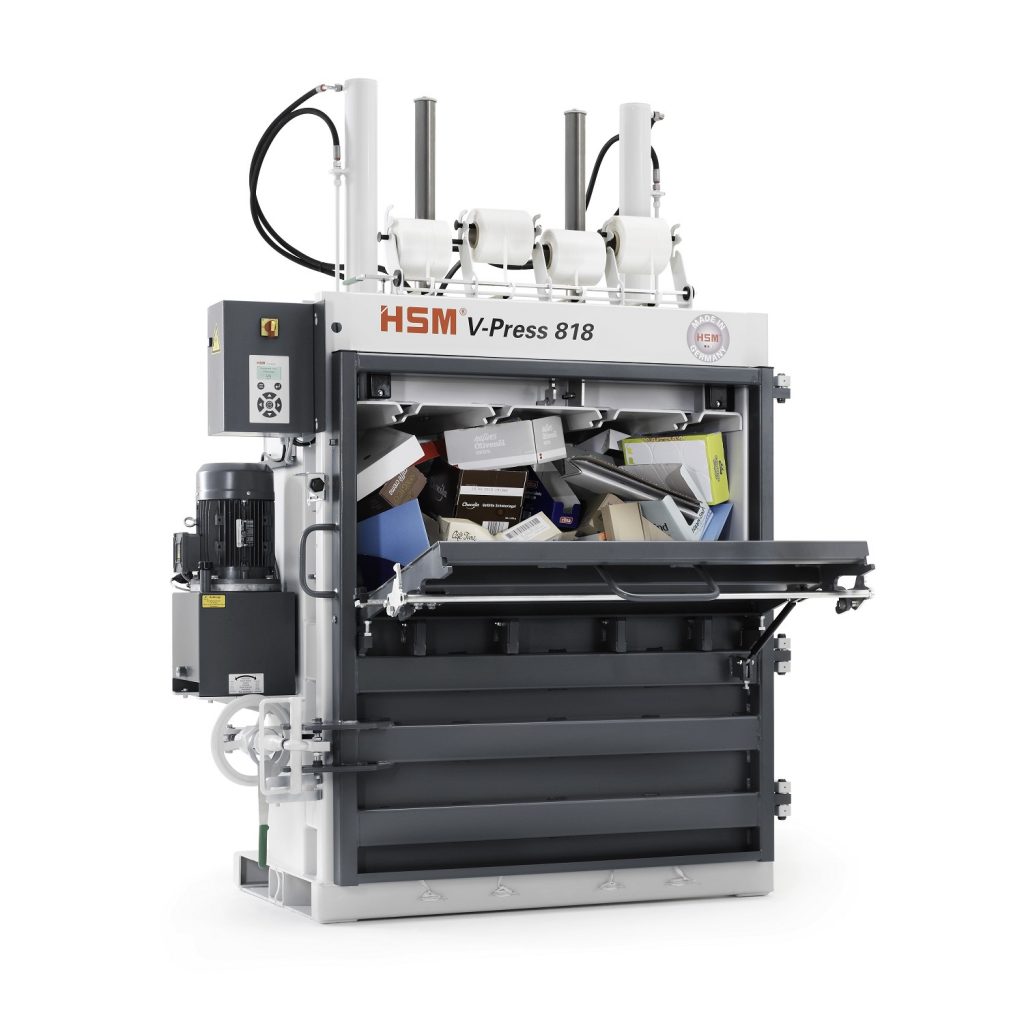 Industrial cardboard baler HSM V-Press 818 plus, 18,5 tons, 185kN, 200kg bales