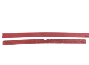 Rolled squeegee blade showing pre-drilled mounting holes